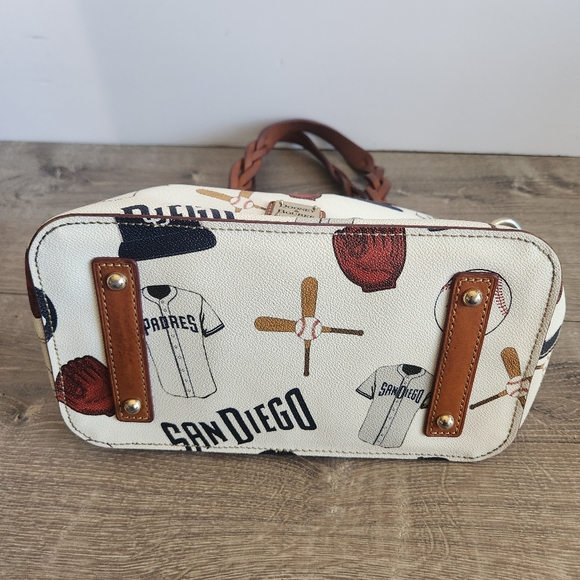 Dooney & Bourke San Diego Padres MLB Baseball Leather Shopper Tote Purse Bag - Picture 9 of 13